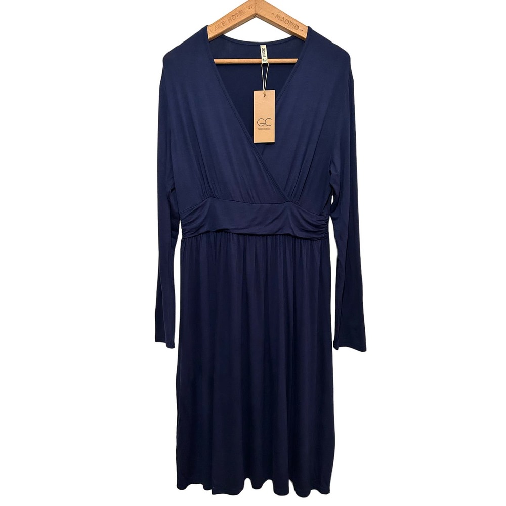 GRECERELLE Spring Summer Women’s Dress Casual Long Sleeve Navy XL